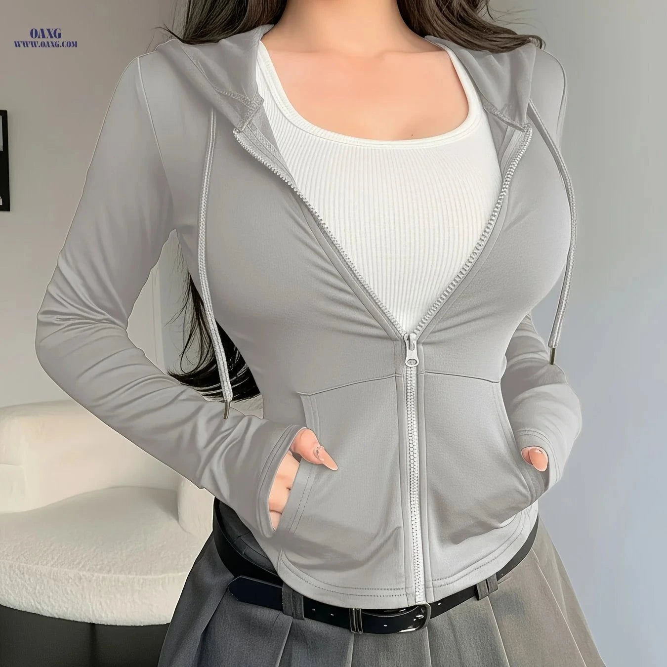 OAXG Women's Fashion Hoodie 2024 - Elegant Spring/Summer Style   OAXG Black / XS