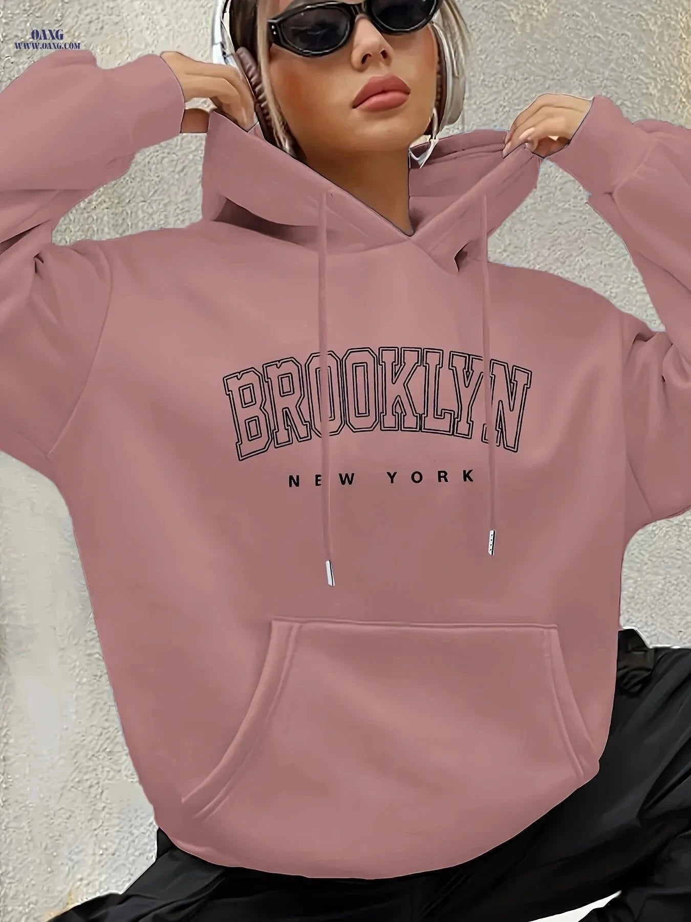 OAXG Women's Fashion Hoodie - Elegant Geometric Design for All Seasons   OAXG Sky Blue / S