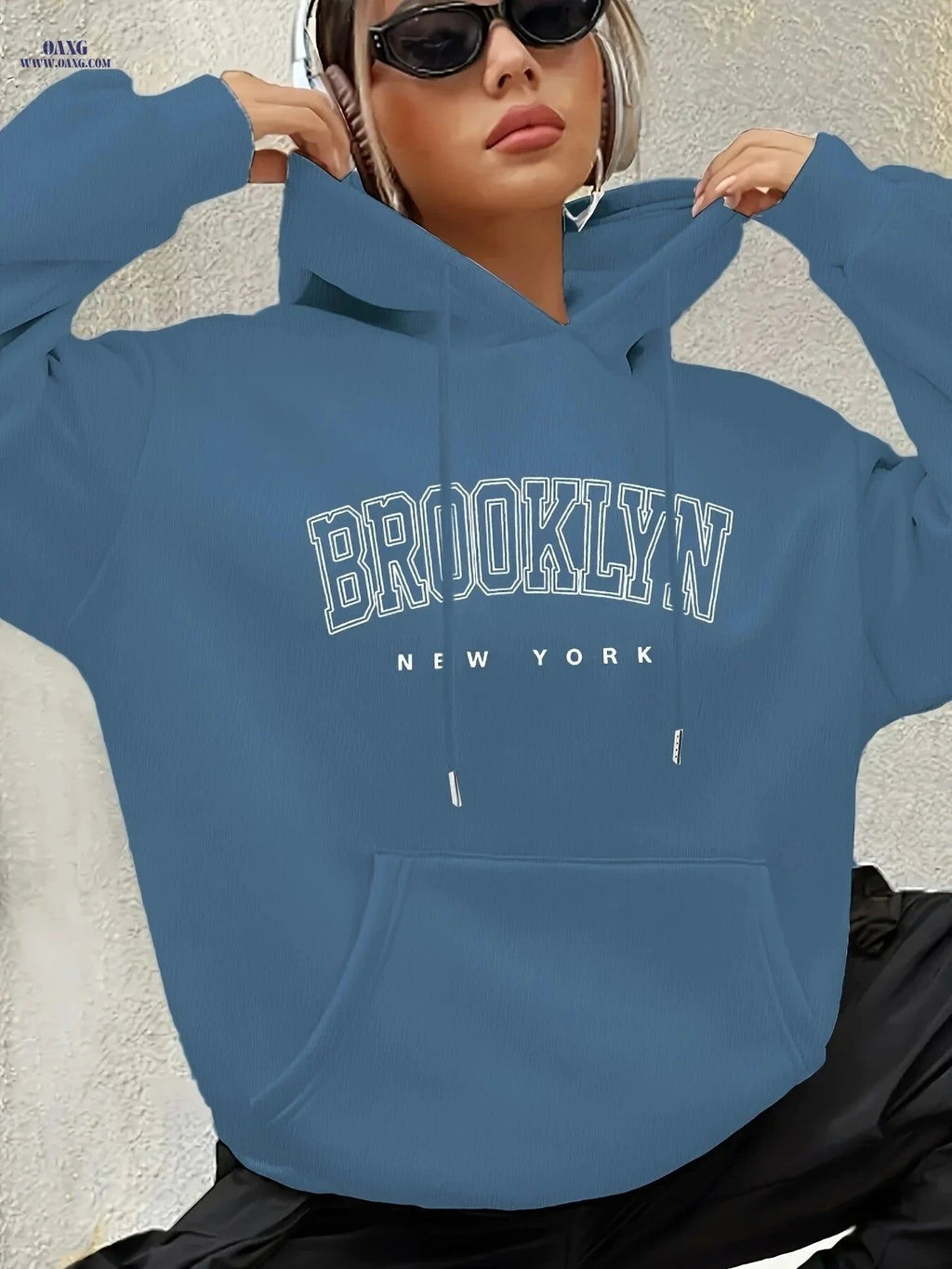 OAXG Women's Fashion Hoodie - Elegant Geometric Design for All Seasons   OAXG Sky Blue / S