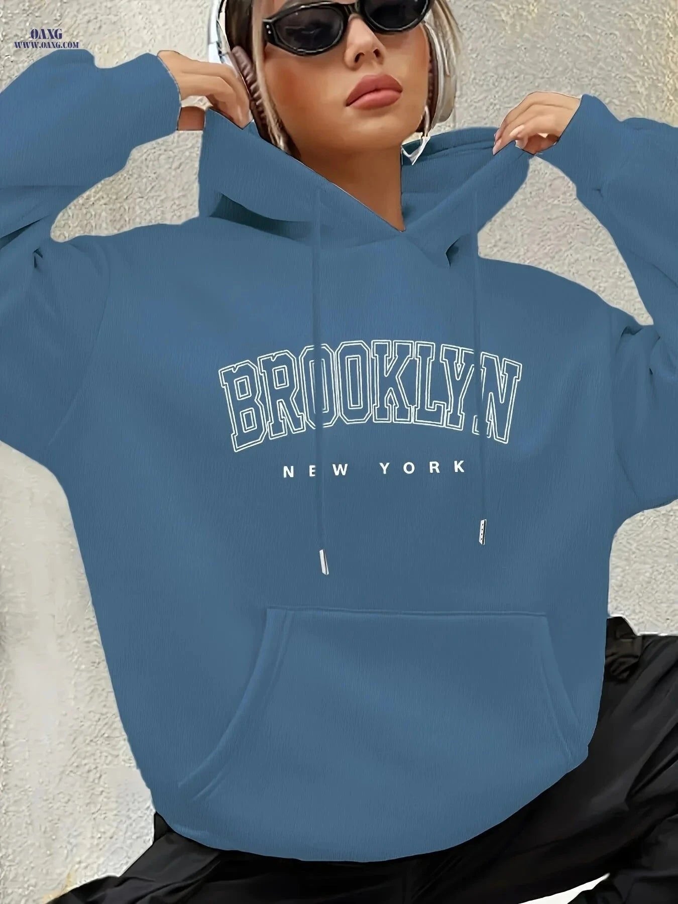 OAXG Women's Fashion Hoodie - Elegant Geometric Design for All Seasons   OAXG Sky Blue / S