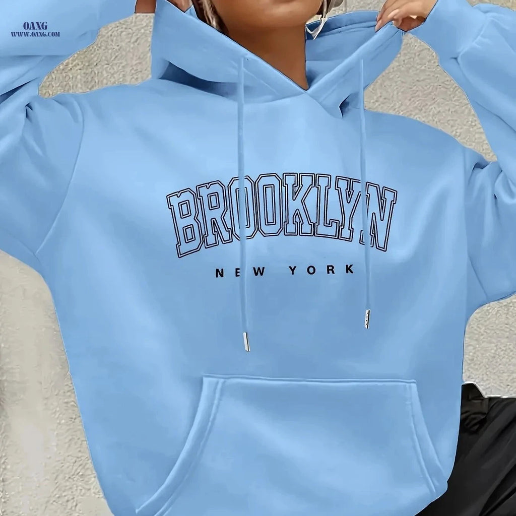 OAXG Women's Fashion Hoodie - Elegant Geometric Design for All Seasons   OAXG Sky Blue / S