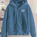 OAXG Women's Fashion Zip-Up Hoodie - Stylish Geometric Pattern   OAXG Peacock Blue / S