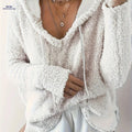 OAXG Women's Faux Casual Hoodie - Solid Color with Drawstring   OAXG Milky / S