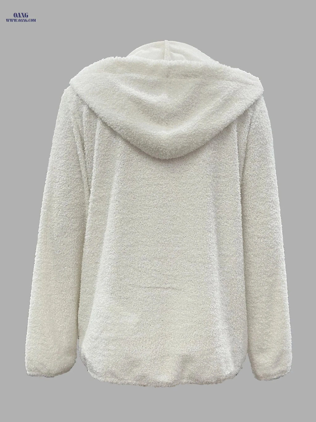 OAXG Women's Faux Casual Hoodie - Solid Color with Drawstring   OAXG Milky / S