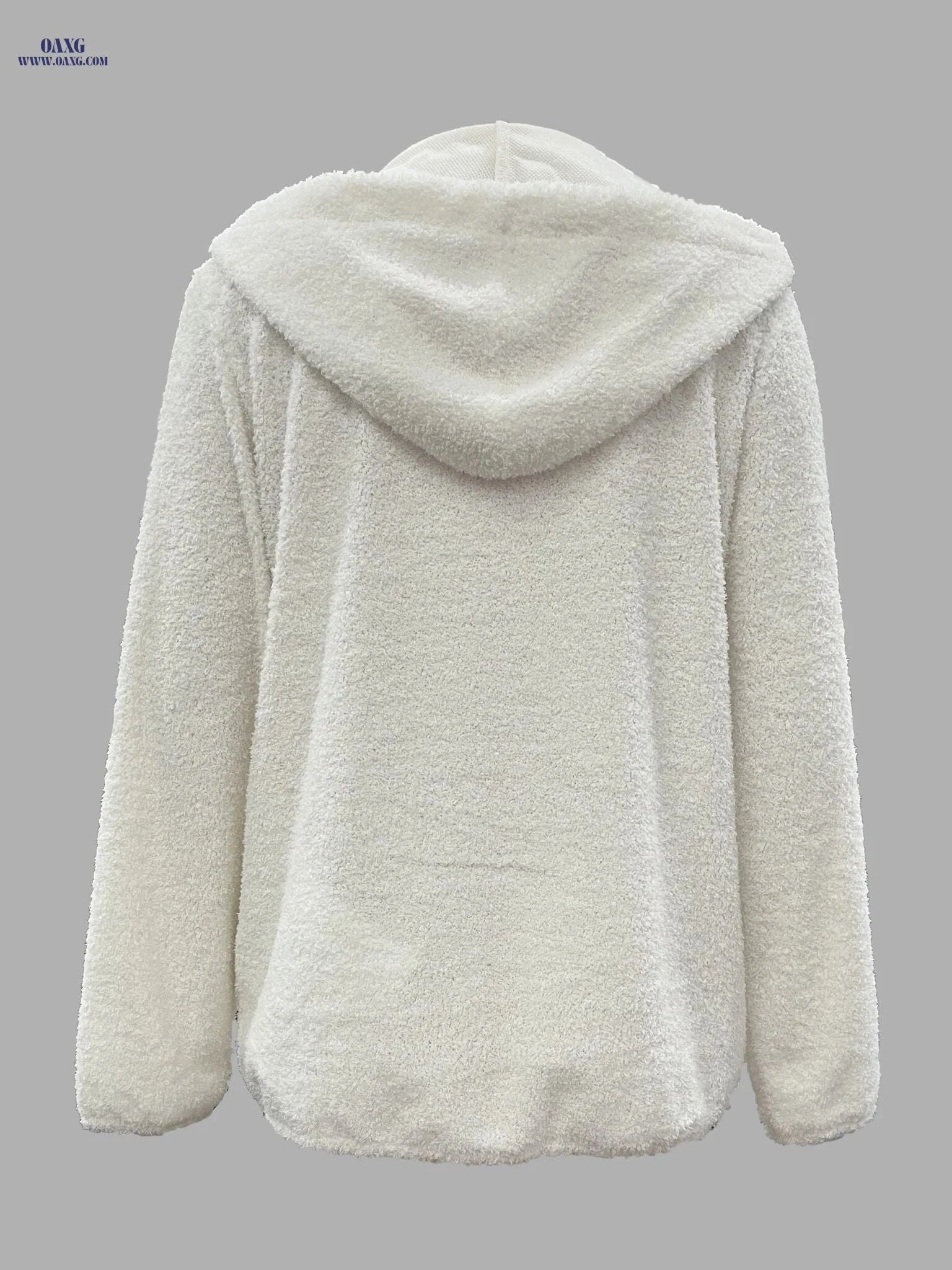 OAXG Women's Faux Casual Hoodie - Solid Color with Drawstring   OAXG Milky / S