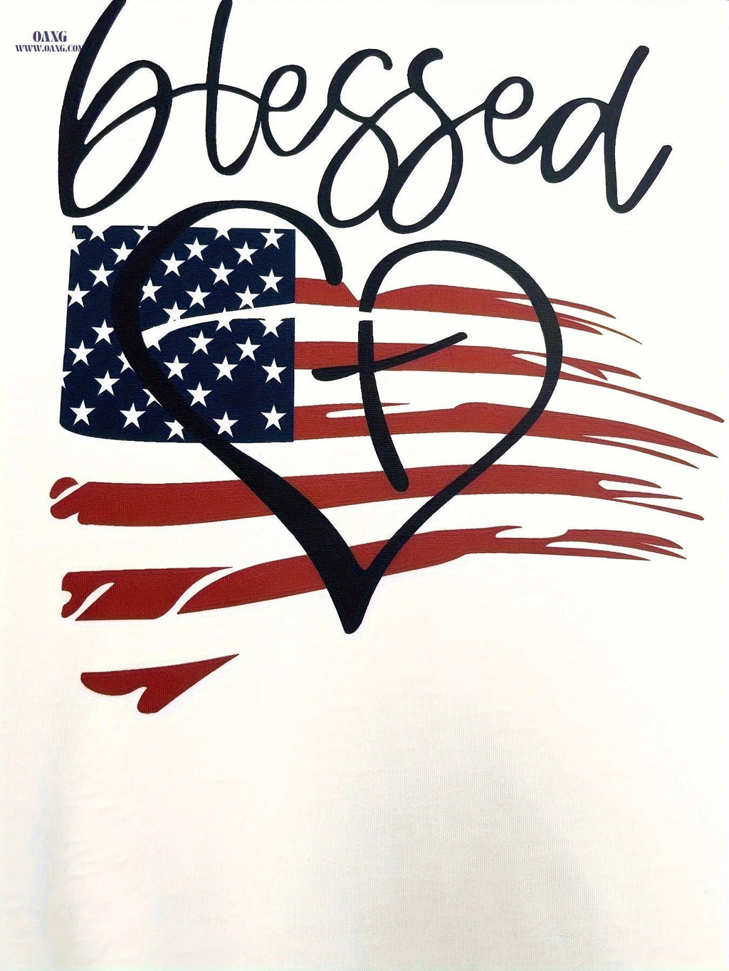OAXG Women's Flag Blessing Sweatshirt - Casual Striped Zip Top   OAXG White / S