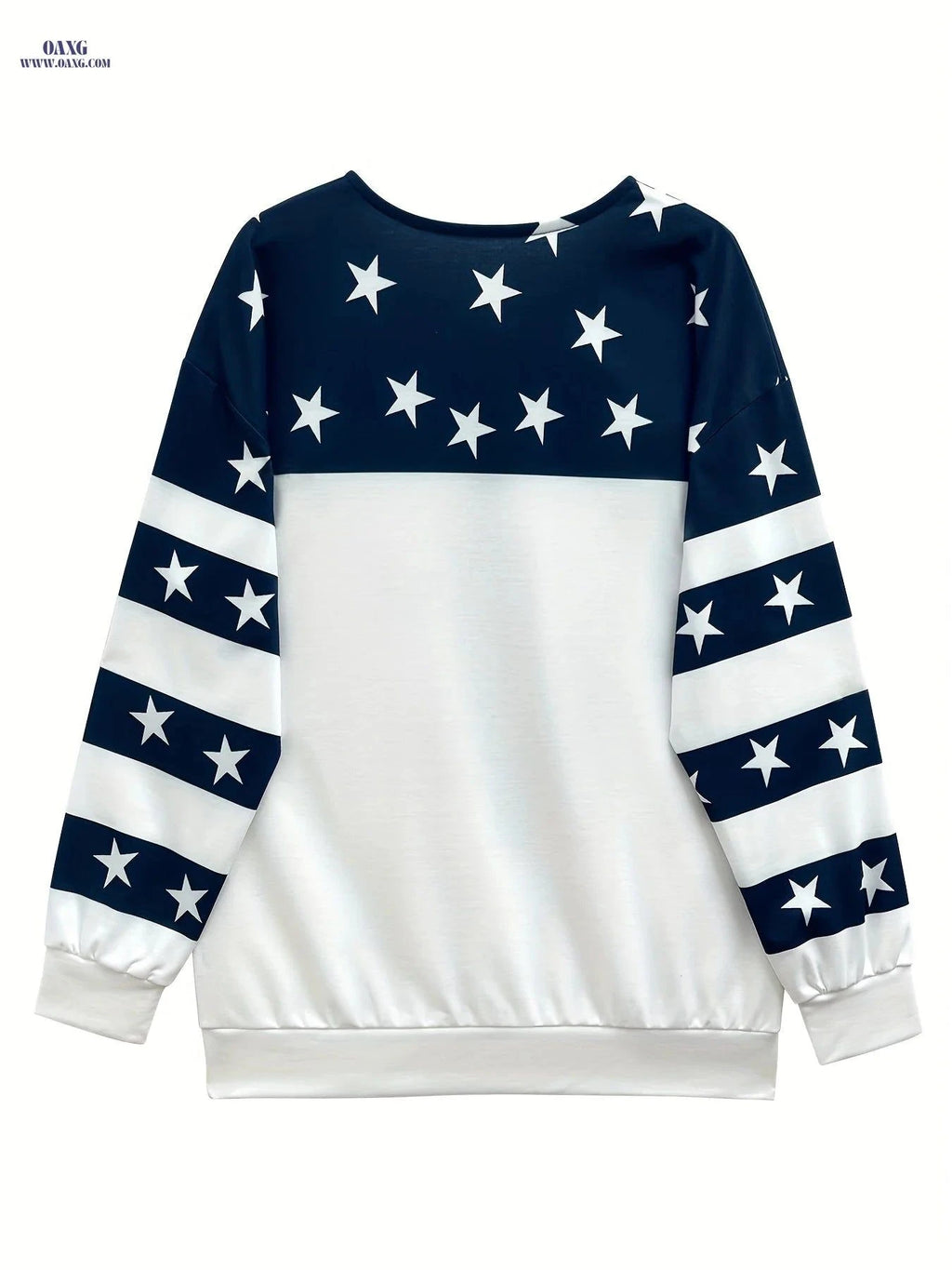 OAXG Women's Flag Blessing Sweatshirt - Casual Striped Zip Top   OAXG White / S