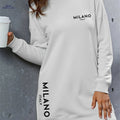OAXG Women's Fleece-Lined Hoodie Dress - Casual and Versatile Style   OAXG White / S