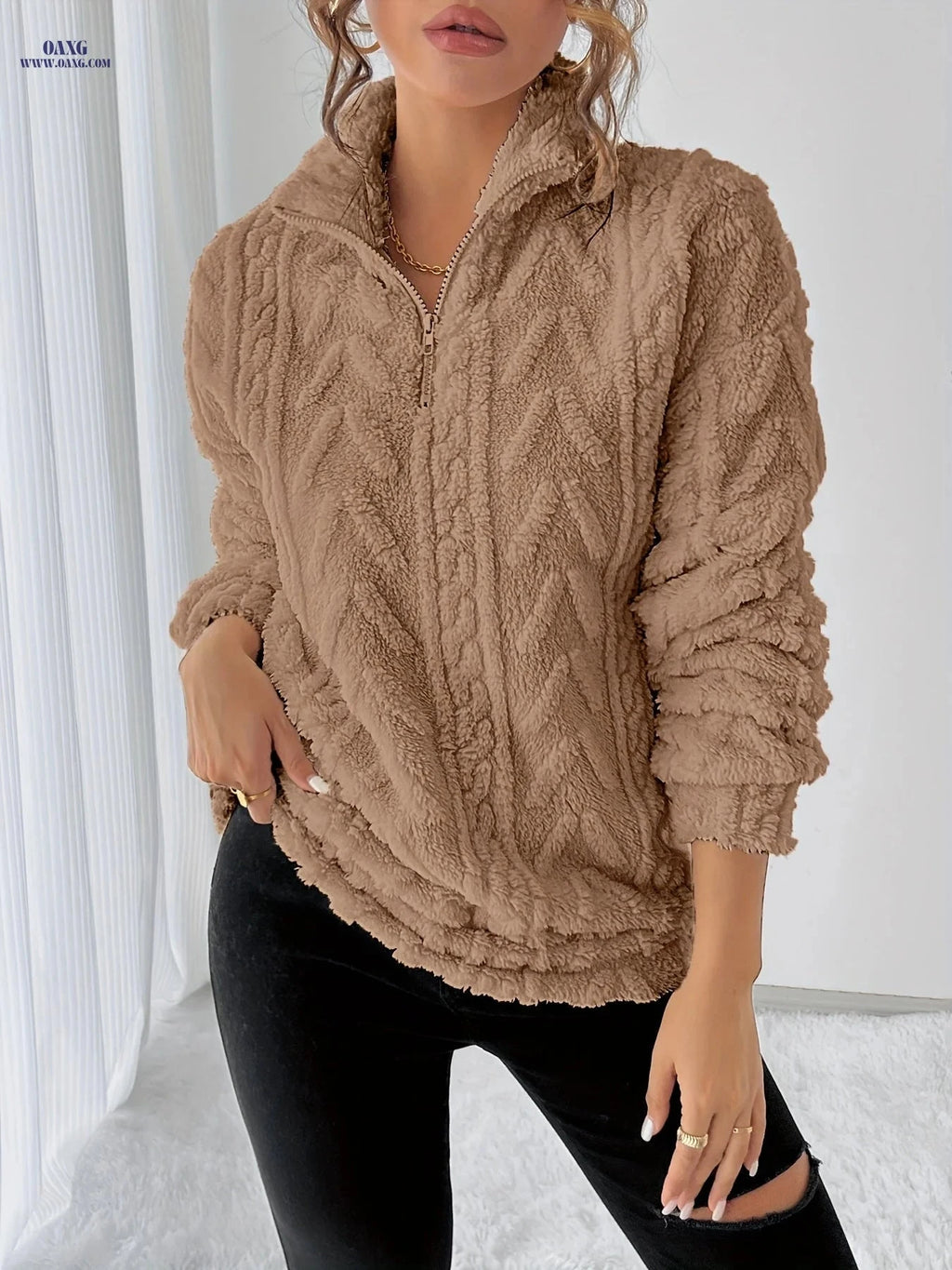 OAXG Women’s Fleece Sweatshirt - Warm Casual Fashion for Fall/Winter   OAXG 