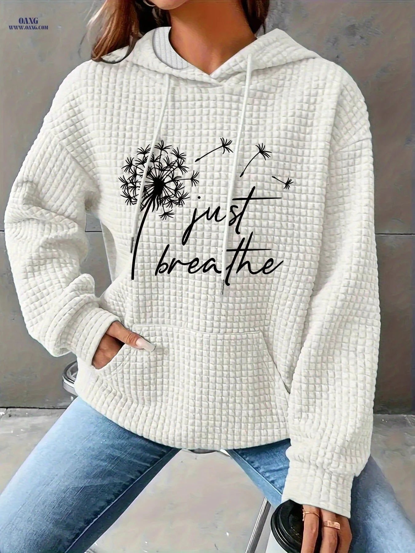 OAXG Women's Floral Print Hooded Sweatshirt - Cozy Long Sleeve Top   OAXG Beige / S