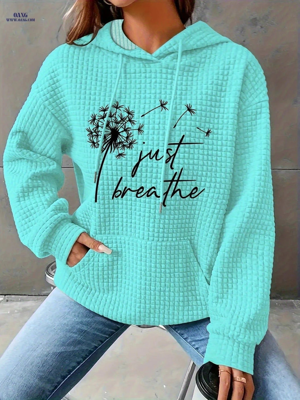 OAXG Women's Floral Print Hooded Sweatshirt - Cozy Long Sleeve Top   OAXG Beige / S