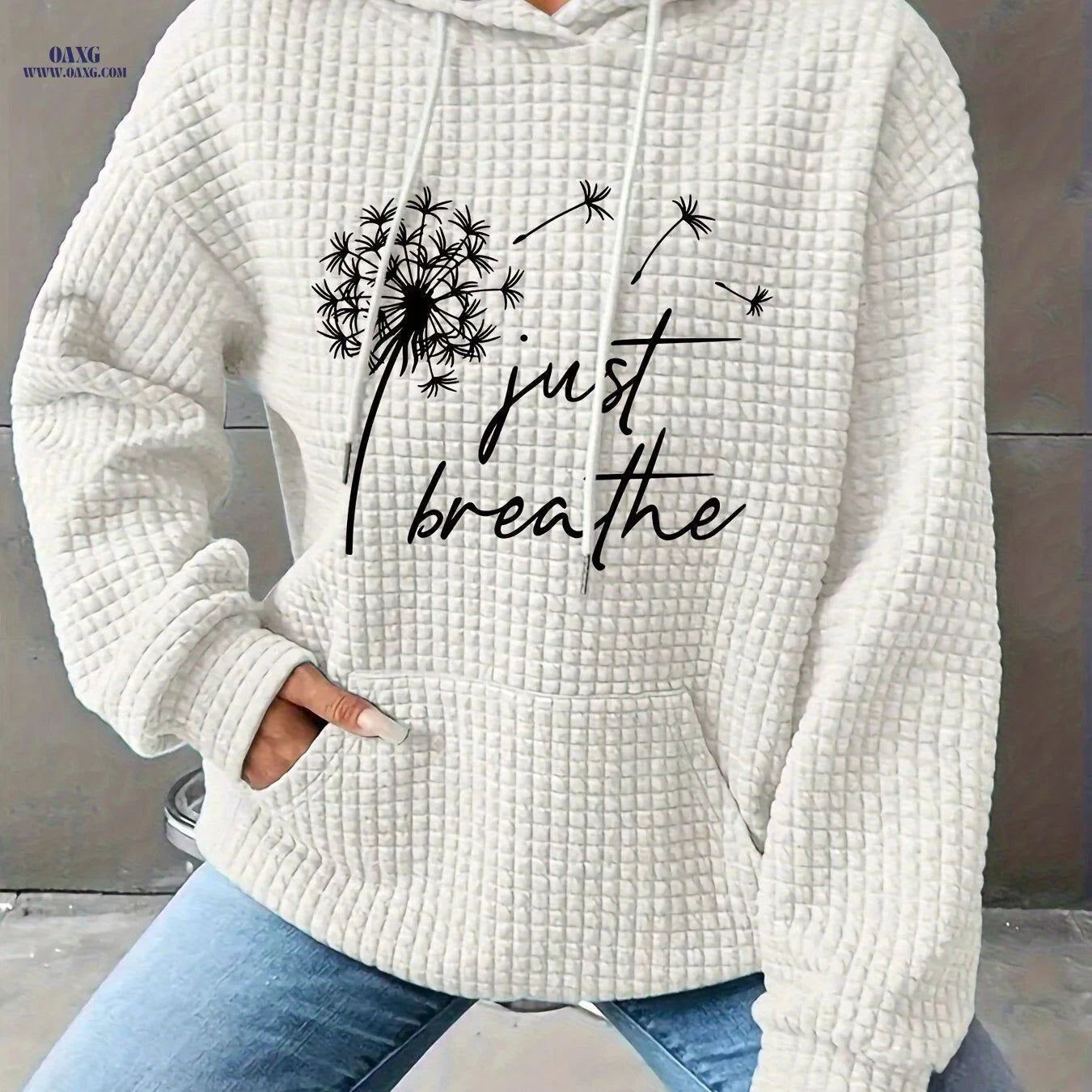 OAXG Women's Floral Print Hooded Sweatshirt - Cozy Long Sleeve Top   OAXG Beige / S