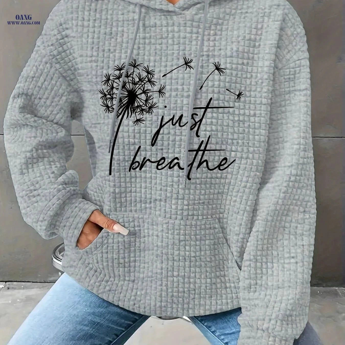 OAXG Women's Floral Print Hooded Sweatshirt - Cozy Long Sleeve Top   OAXG Beige / S