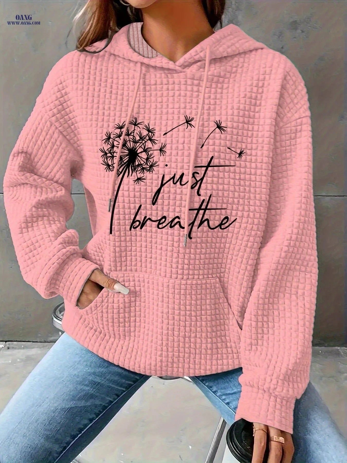 OAXG Women's Floral Print Hooded Sweatshirt - Cozy Long Sleeve Top   OAXG Beige / S