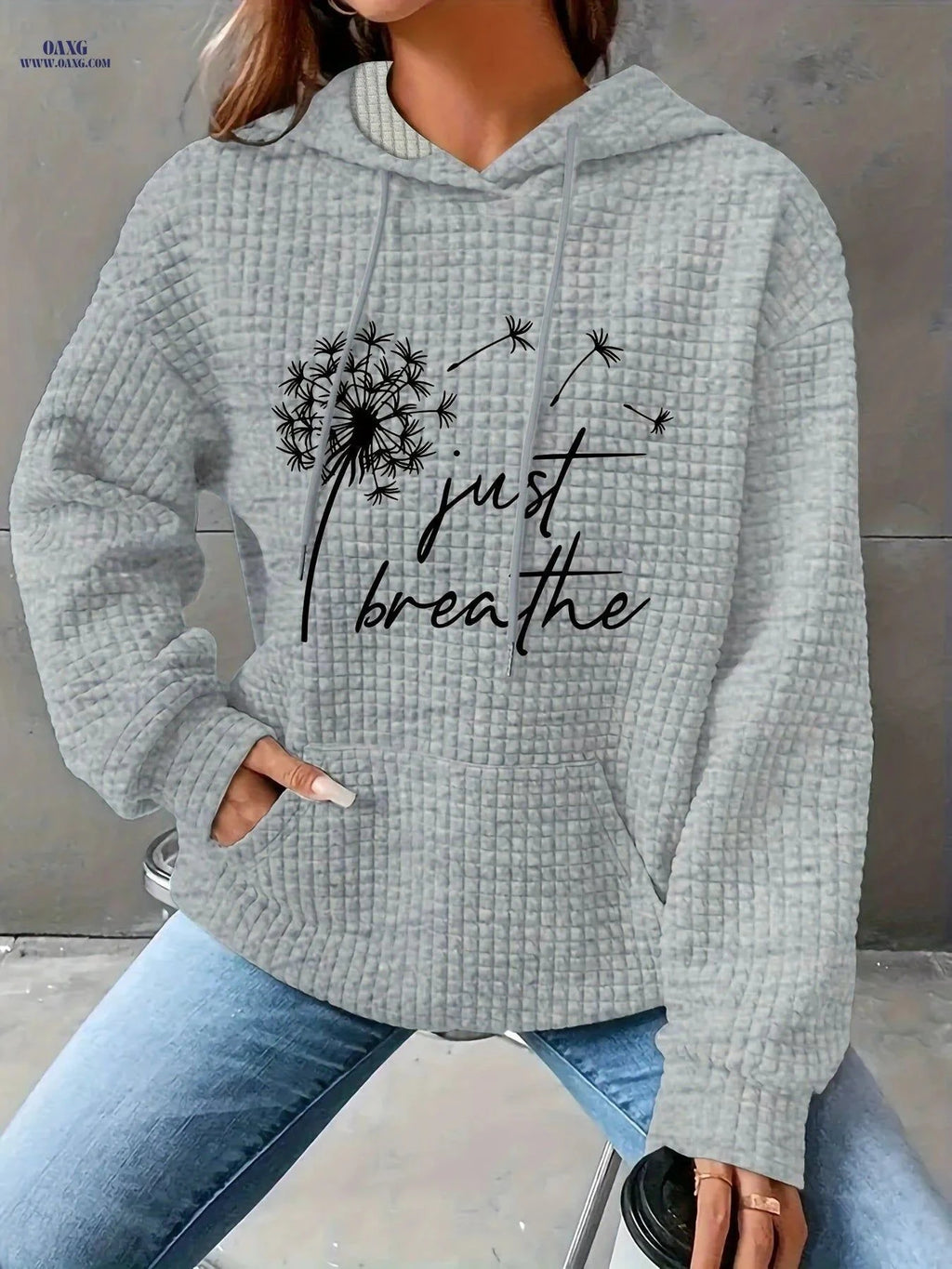 OAXG Women's Floral Print Hooded Sweatshirt - Cozy Long Sleeve Top   OAXG Beige / S
