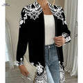 OAXG Women's Floral Print Open Front Jacket - Lightweight Casual Style   OAXG 