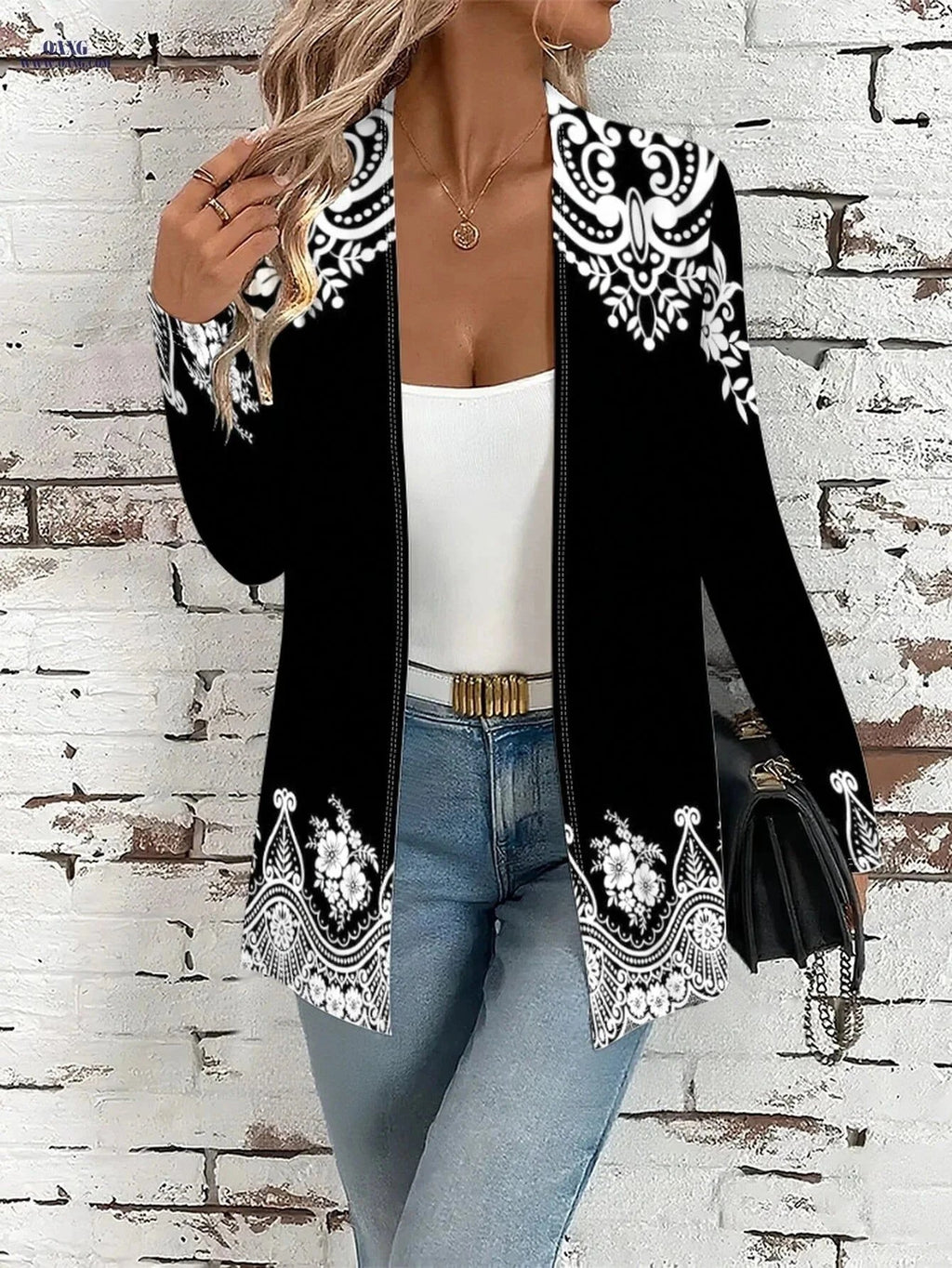 OAXG Women's Floral Print Open Front Jacket - Lightweight Casual Style   OAXG Mixed colors / S