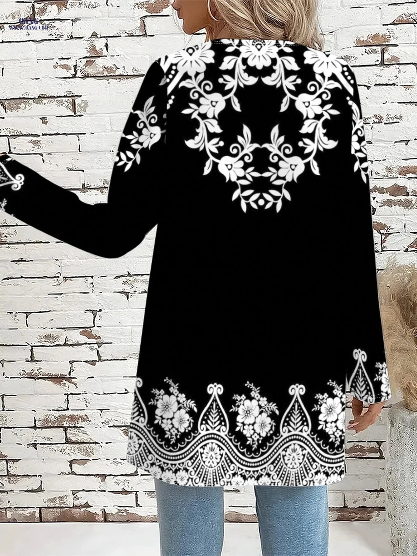 OAXG Women's Floral Print Open Front Jacket - Lightweight Casual Style   OAXG 