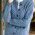 OAXG Women's Geometric Sweater Cardigan - Casual Fall/Winter Style   OAXG Sea Blue / S