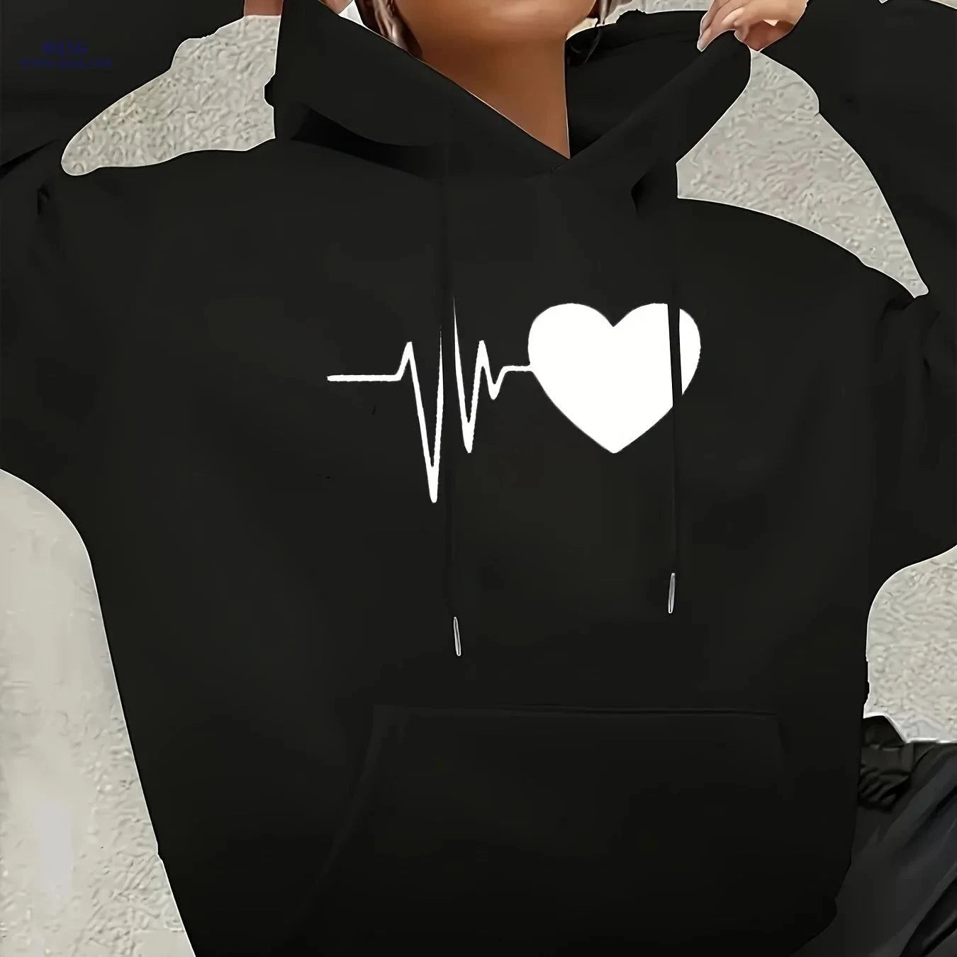 OAXG Women's Heart-Patterned Hooded Sweatshirt - Casual Fashion   OAXG Khaki / XS