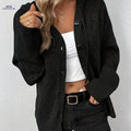 OAXG Women's Hooded Cardigan - High Elasticity & Adjustable Hem   OAXG Black / S