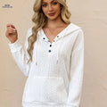 OAXG Women's Hooded Drawstring Sweatshirt - Elegant Fall/Winter Style   OAXG White / S
