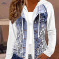 OAXG Women's Hooded Floral Denim Jacket - Casual Spring/Fall Style   OAXG Mixed colors / S