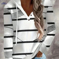 OAXG Women's Hooded Long Sleeve T-Shirt - Casual Striped Print   OAXG White / S