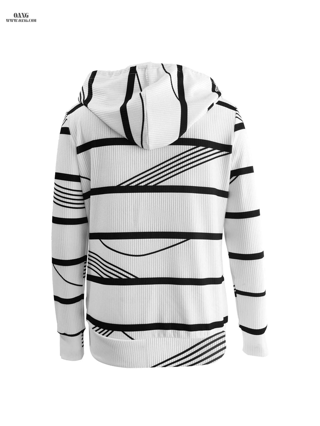 OAXG Women's Hooded Long Sleeve T-Shirt - Casual Striped Style   OAXG 