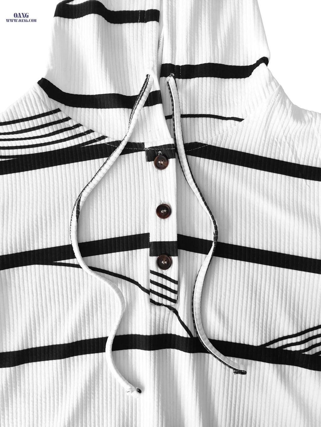 OAXG Women's Hooded Long Sleeve T-Shirt - Casual Striped Style   OAXG 