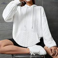 OAXG Women's Hooded Sweater - Casual Solid Color Pullover for Autumn   OAXG White / S