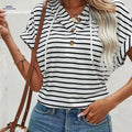 OAXG Women's Hooded Sweatshirt - Casual Striped Summer Style   OAXG 