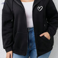 OAXG Women's Hooded Sweatshirt - Cozy Heart Print Pullover for Autumn   OAXG 