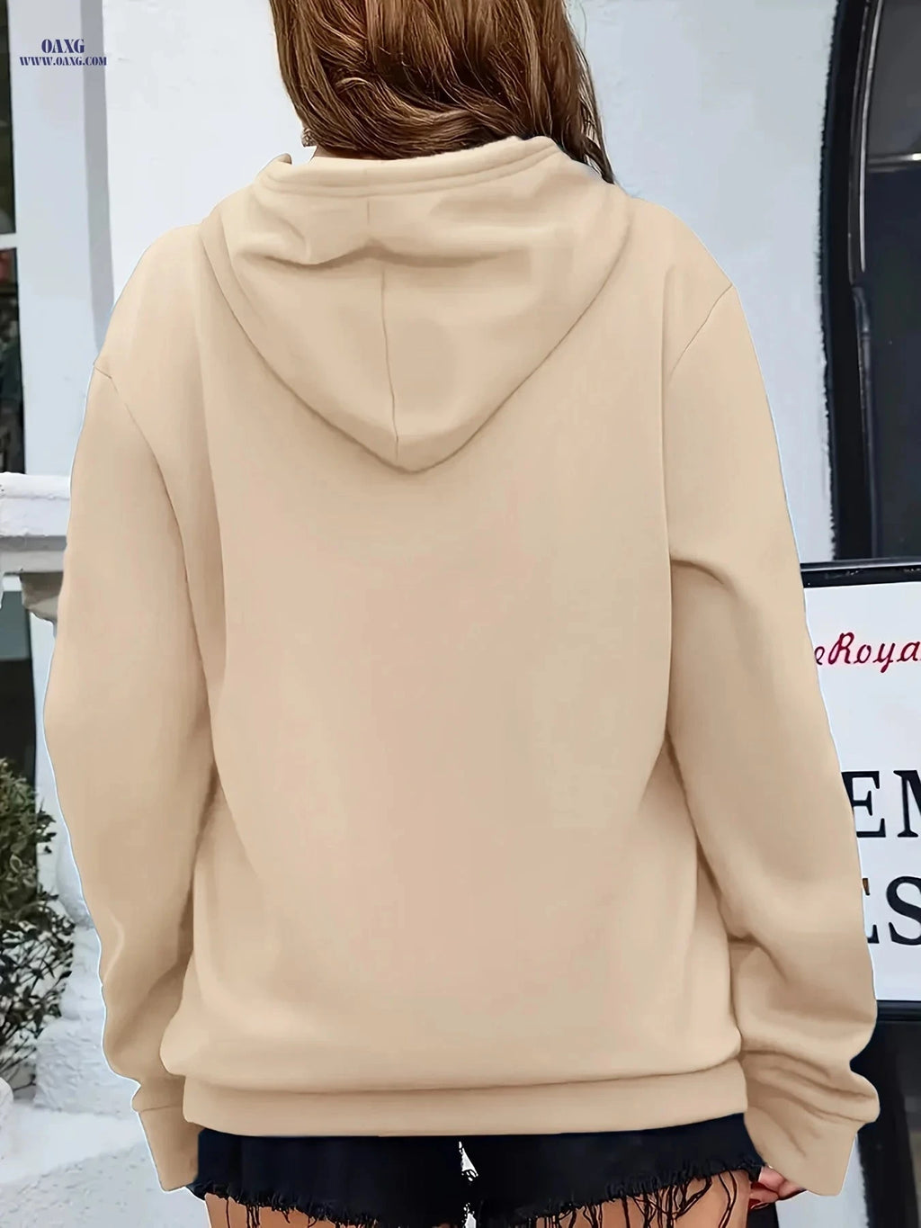 OAXG Women’s Hooded Sweatshirt - Heart Pattern, Drawstring Detail   OAXG 