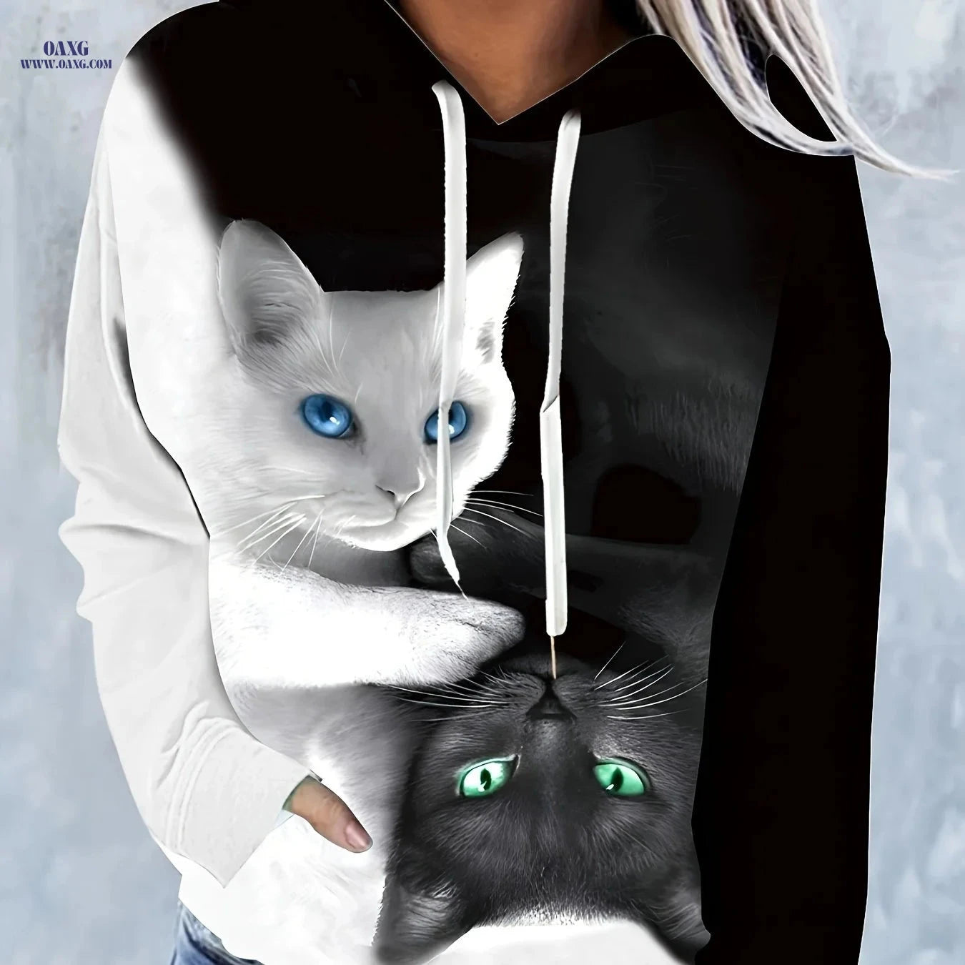 OAXG Women's Hooded Sweatshirt Jacket - Printed Cozy Casual Fall Style   OAXG 