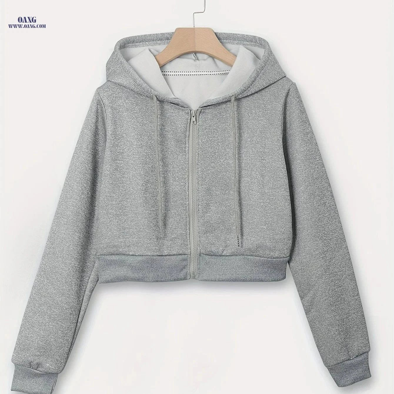 OAXG Women's Hooded Zip-Up Sweatshirt - Casual Fall Fashion Top   OAXG White / XS