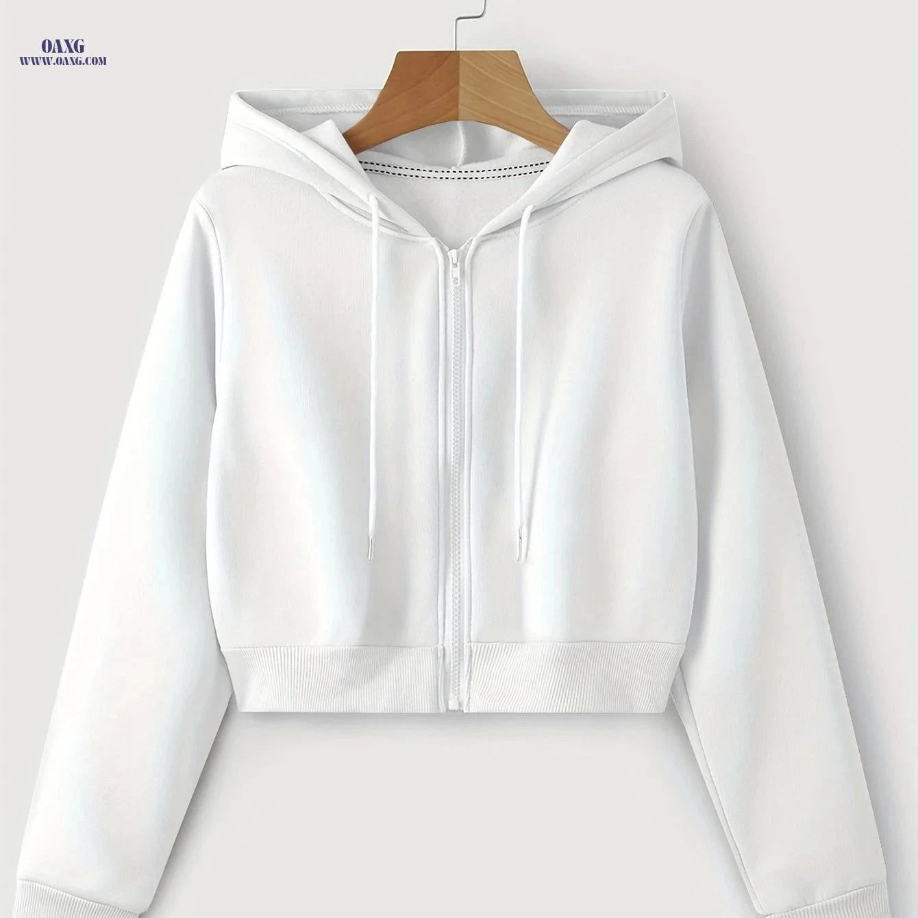 OAXG Women's Hooded Zip-Up Sweatshirt - Casual Fall Fashion Top   OAXG White / XS