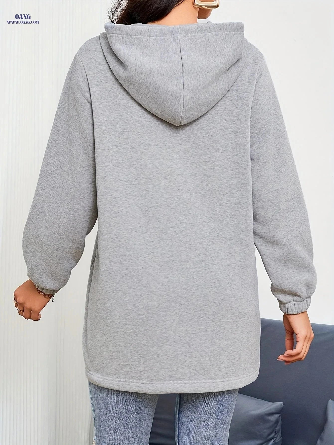 OAXG Women's Hooded Zipper Sweatshirt - Casual Fashion with Pockets   OAXG 