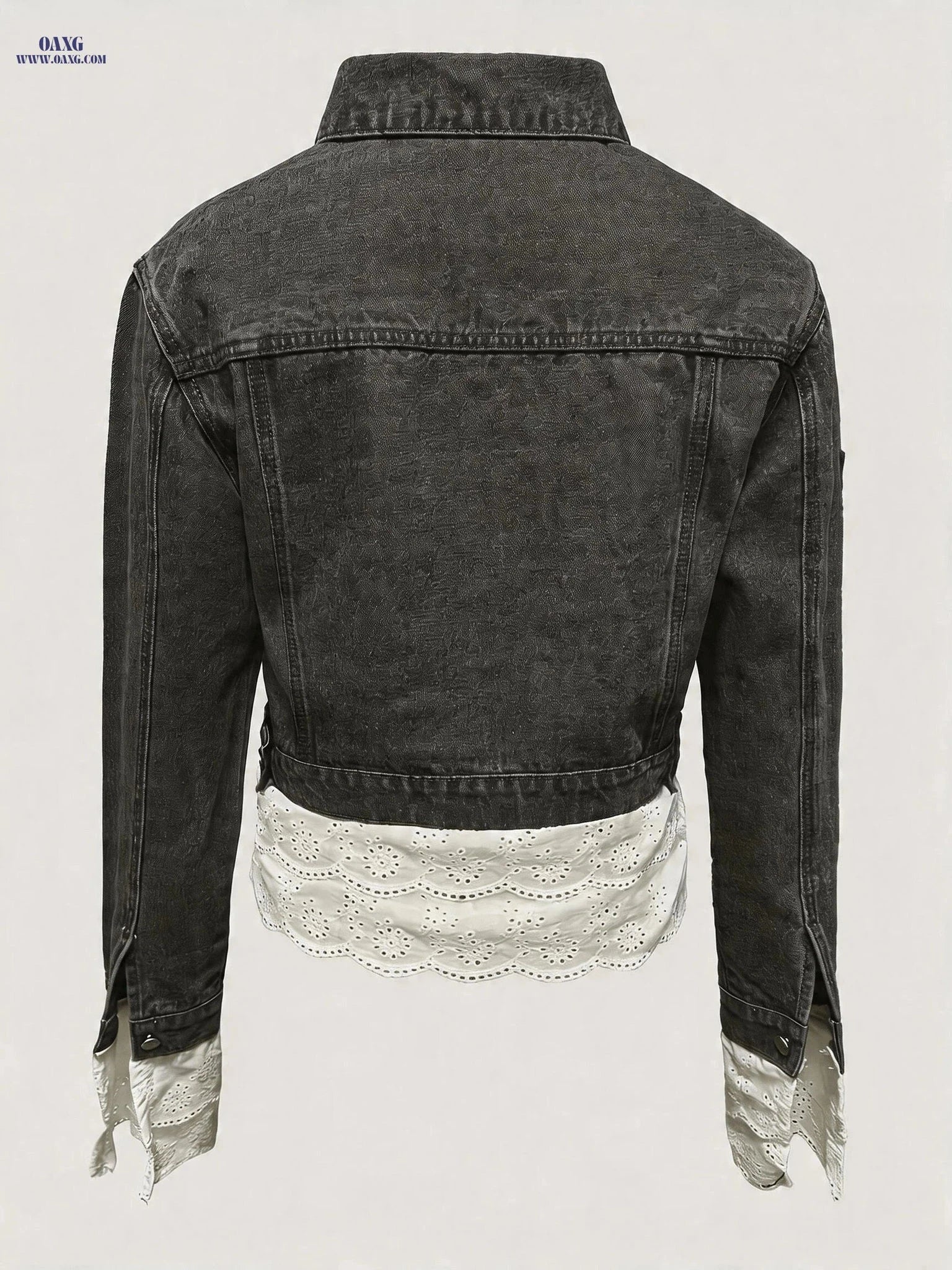 OAXG Women's Lace Denim Jacket - Casual Fall/Winter Outerwear   OAXG 