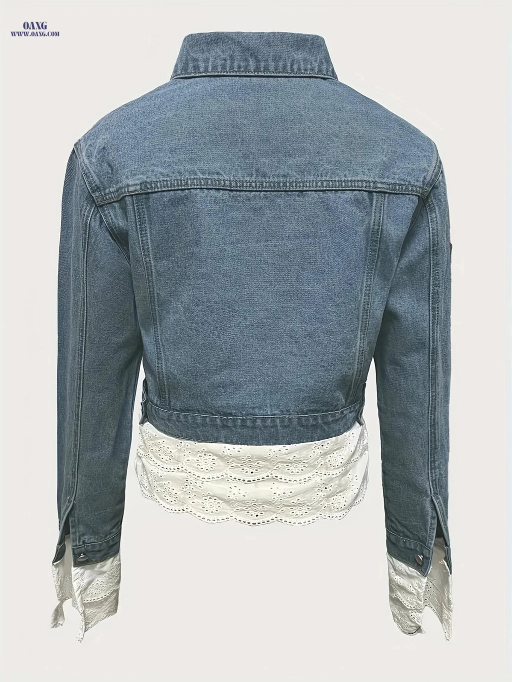 OAXG Women's Lace Denim Jacket - Casual Fall/Winter Outerwear   OAXG 