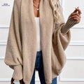 OAXG Women's Lantern Sleeve Cardigan - Elegant Fall/Winter Jacket   OAXG Khaki / S