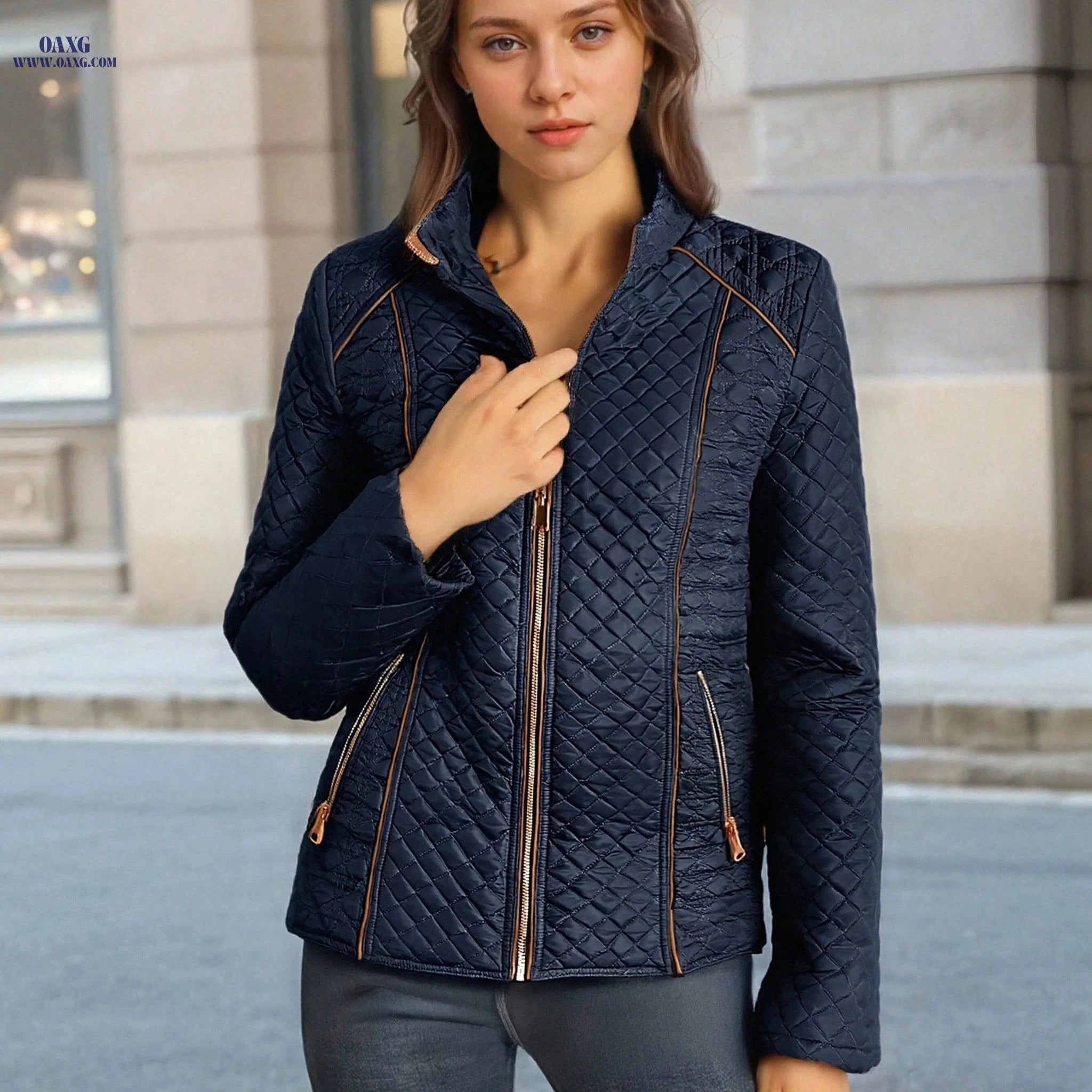 OAXG Women's Lightweight Jacket - Warm, Stylish with Pockets   OAXG 