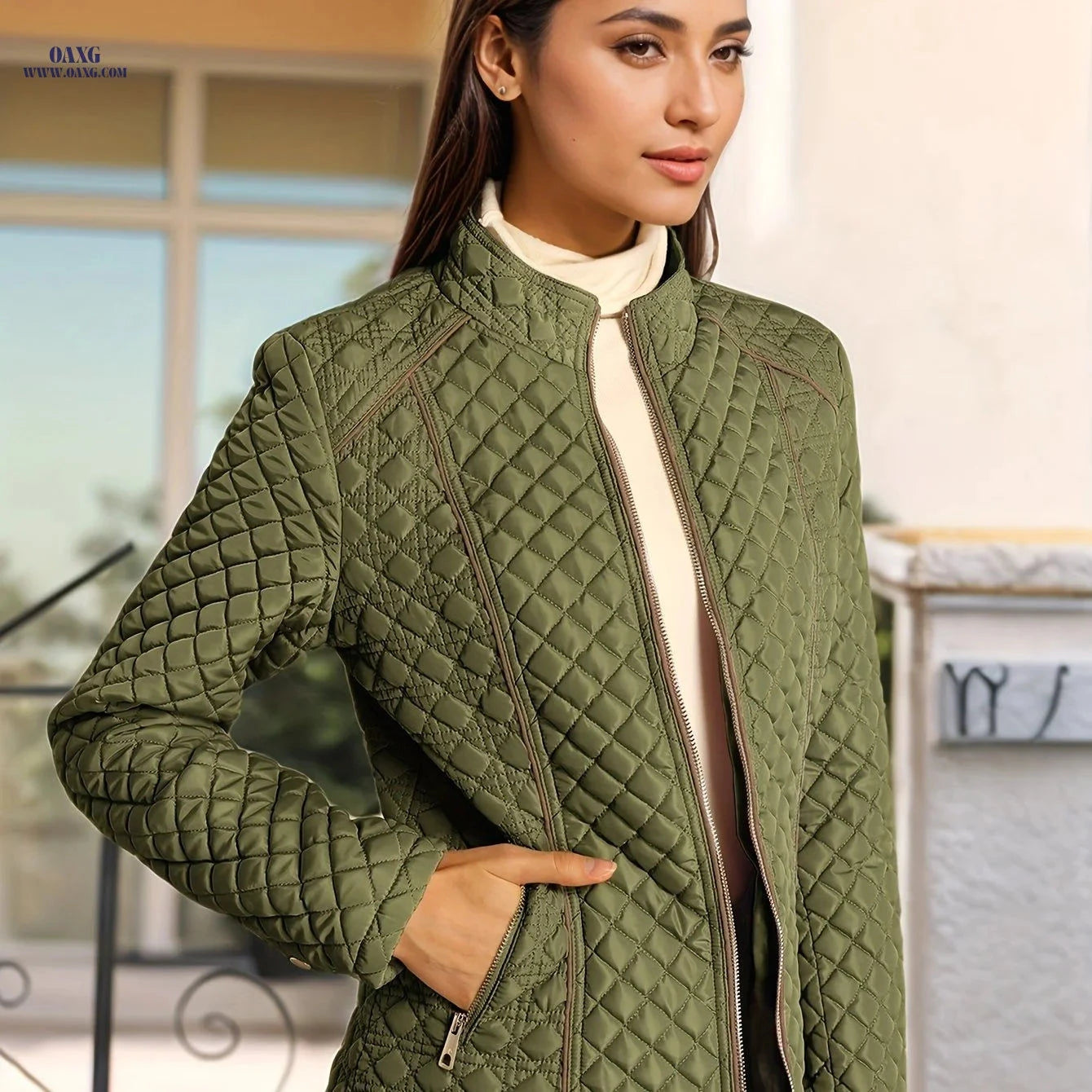 OAXG Women's Lightweight Jacket - Warm, Stylish with Pockets   OAXG 