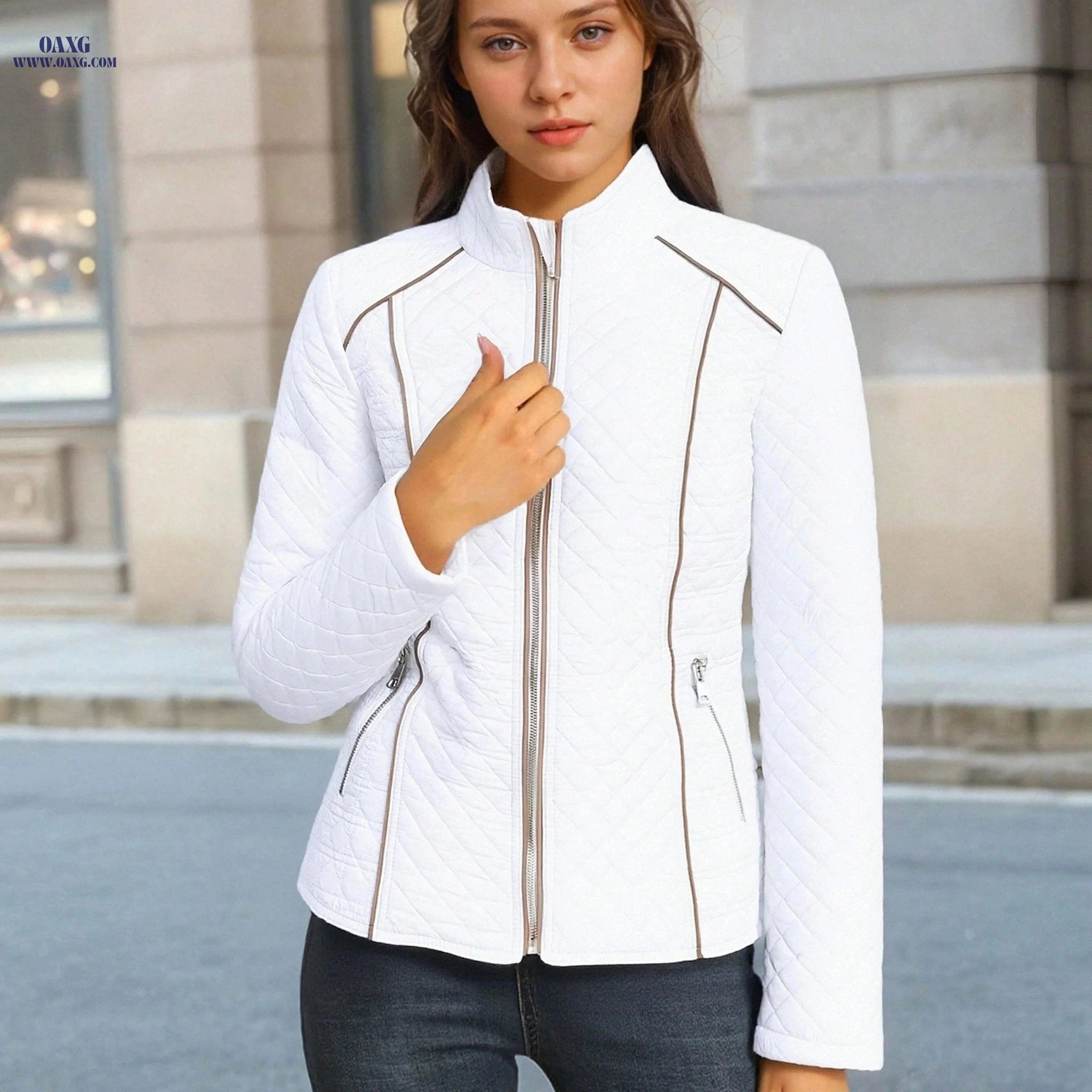 OAXG Women's Lightweight Jacket - Warm, Stylish with Pockets   OAXG 