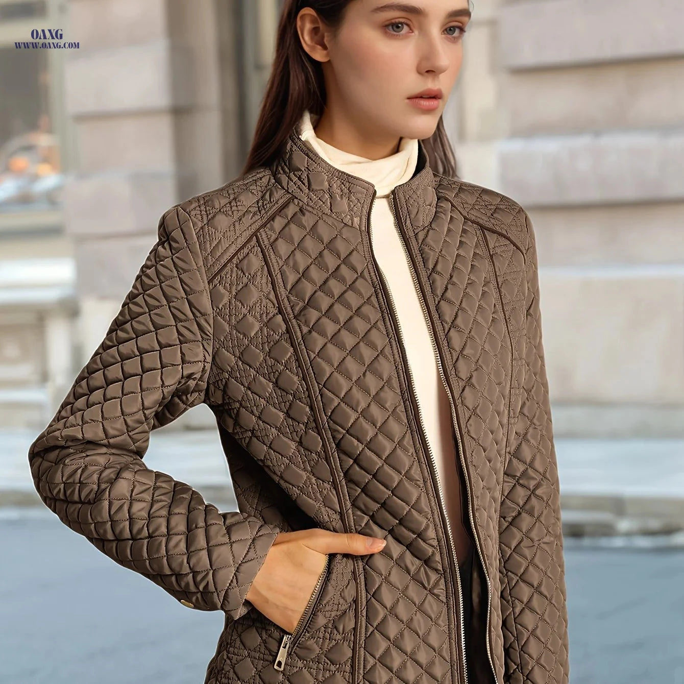 OAXG Women's Lightweight Jacket - Warm, Stylish with Pockets   OAXG 