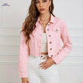 OAXG Women's Long Denim Jacket - Casual Solid Wash for Spring   OAXG 