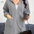 OAXG Women's Long Hooded Sweatshirt - Casual with Drawstring & Zipper   OAXG 