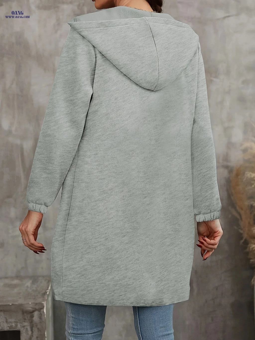 OAXG Women's Long Hoodie with Pockets - Casual Warm Jacket   OAXG 
