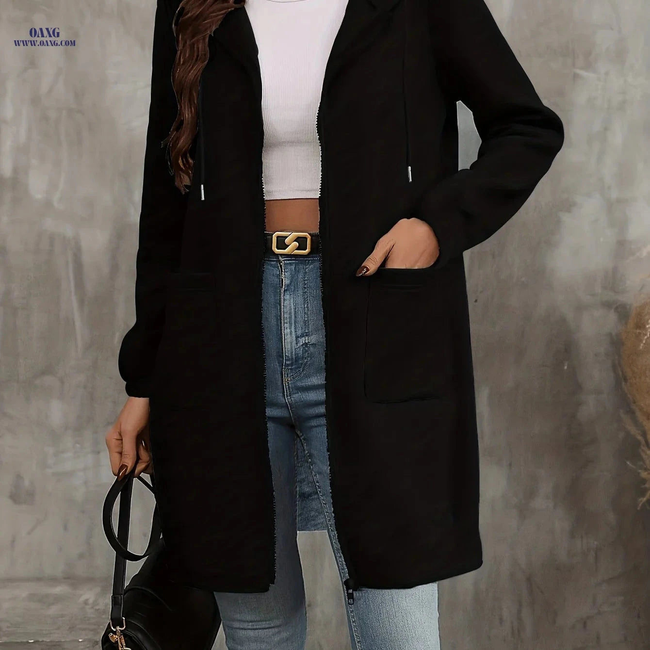 OAXG Women's Long Hoodie with Pockets - Casual Warm Jacket   OAXG 