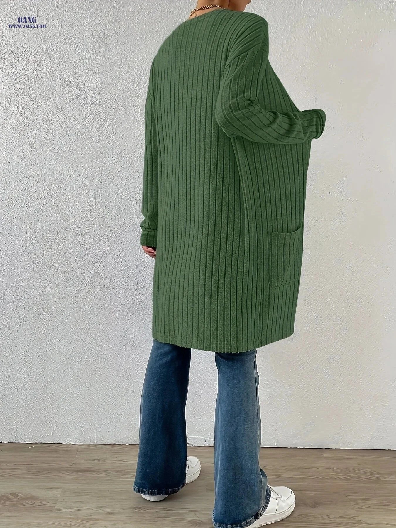 OAXG Women's Long Sleeve Cardigan - Cozy, Lightweight Open Front   OAXG Silvery Grey / XS